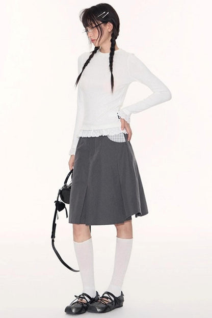 Lace Embroidery Slim Top