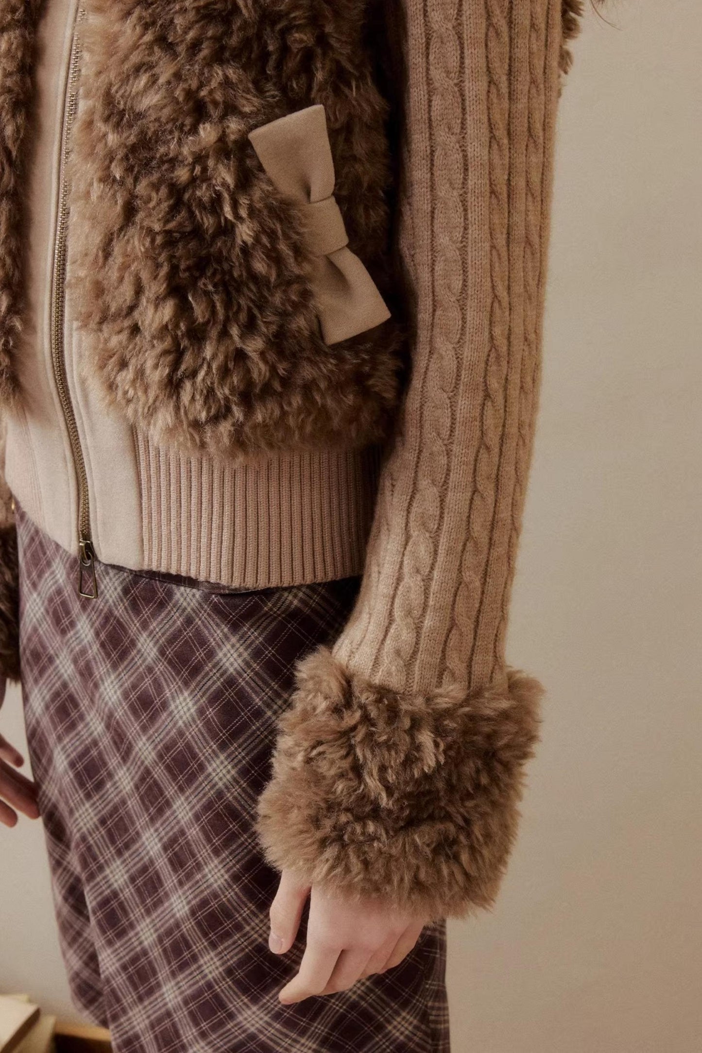 Eco-Friendly Fur Patchwork Jacket