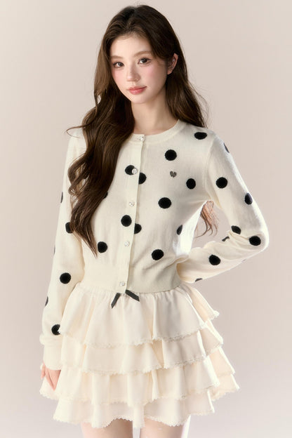 Velvet Polka Dot Cardigan