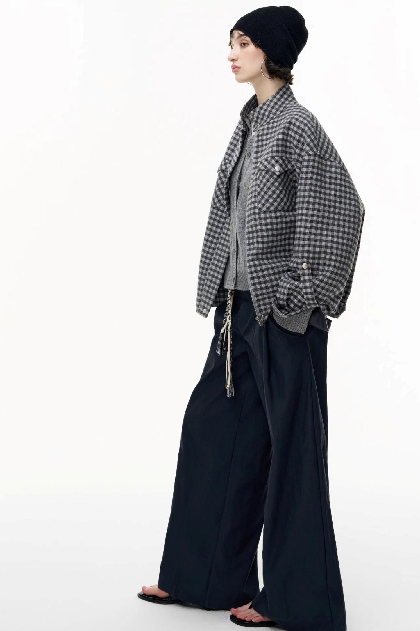 Gray Wool Knitted Cardigan