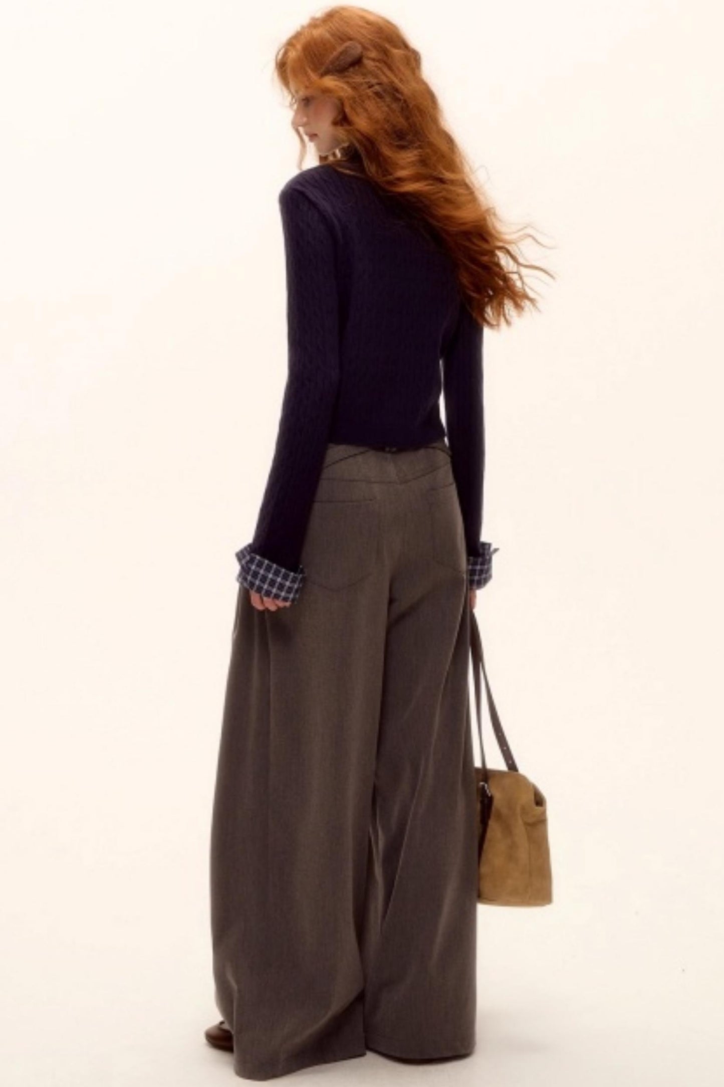 Pleated Retro Wide-Leg Pants