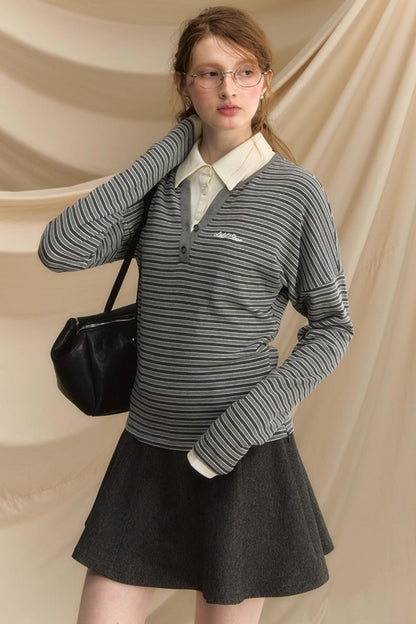 High Waist Gray  A-Line Skirt