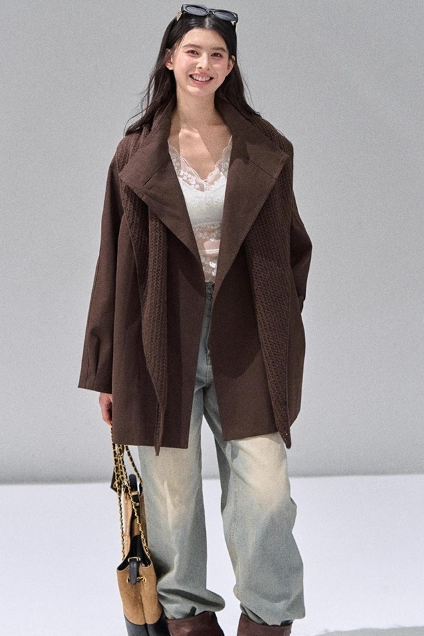 Vintage Woolen Trench Shawl Jacket