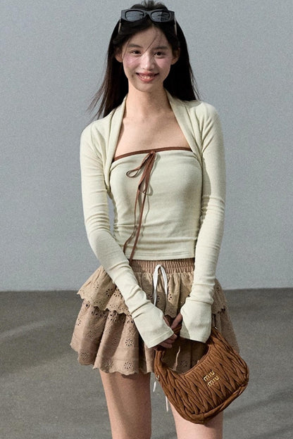 Fall Bandeau With Cardigan Set