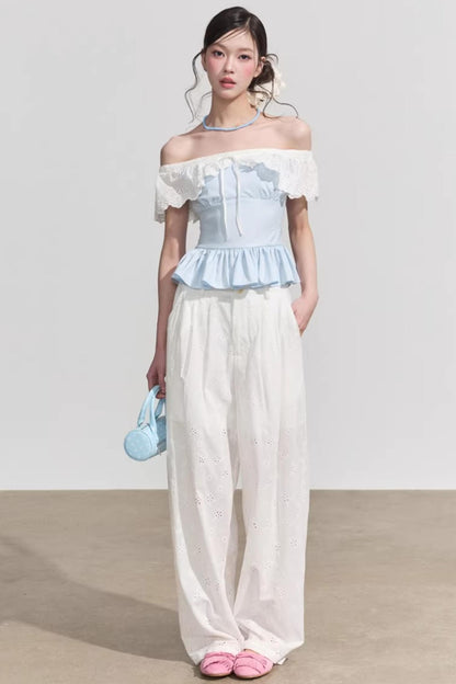 Blusa francese a fiori con volant