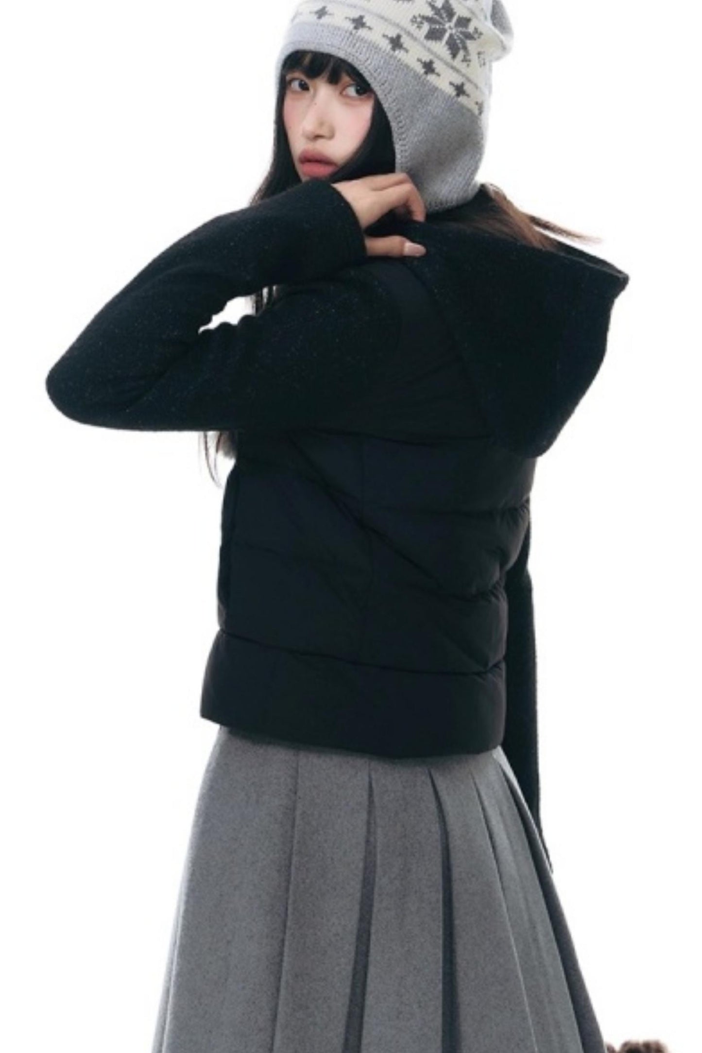 Patchwork Cropped Down Jacket