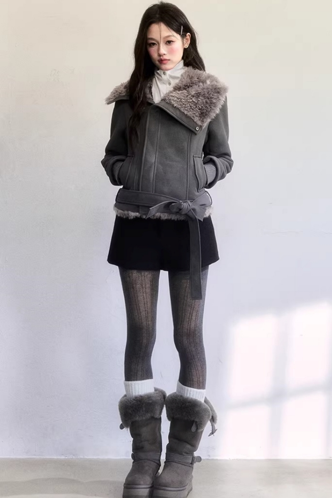 High-Sense Fur Collar Coat