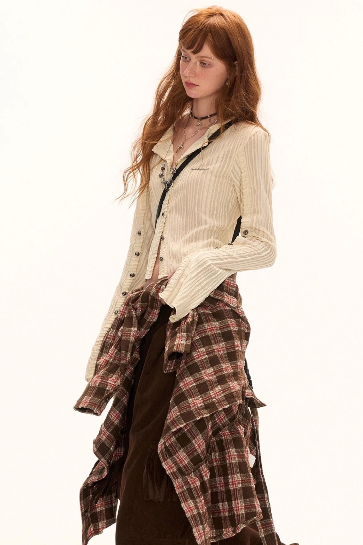 Bow Plaid Shirt Dress