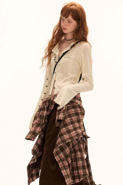 Bow Plaid Shirt Dress