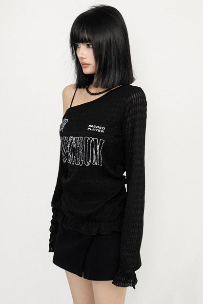 SLANTED SHOULDER FULL SLEEVE TOP