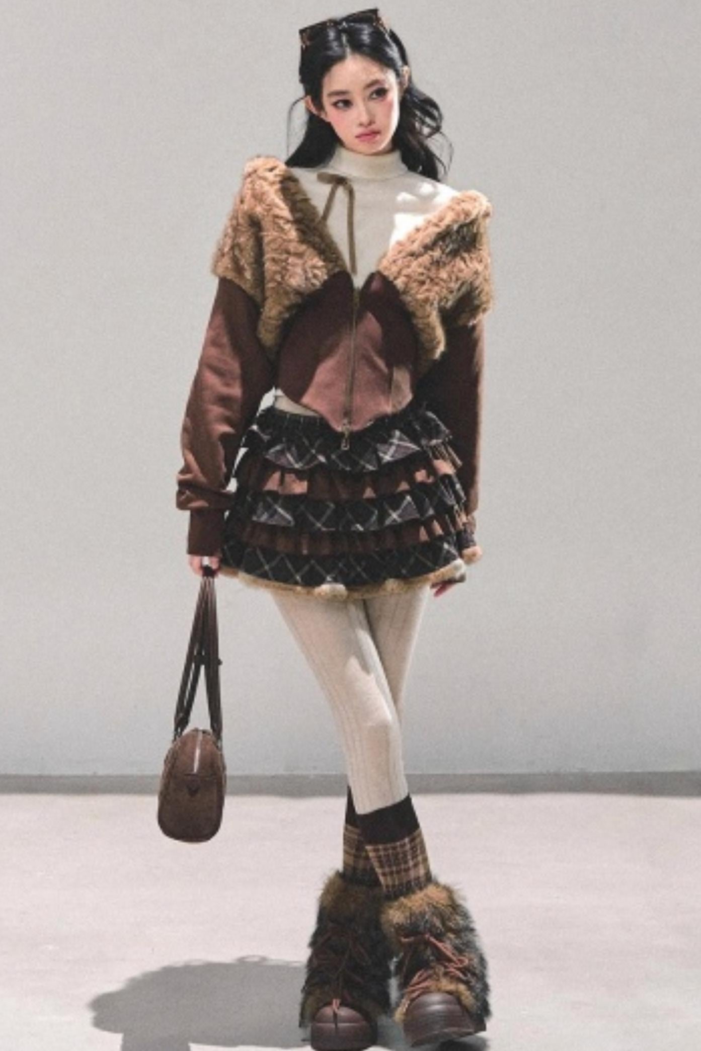 Maillard Poetry Plaid Skirt