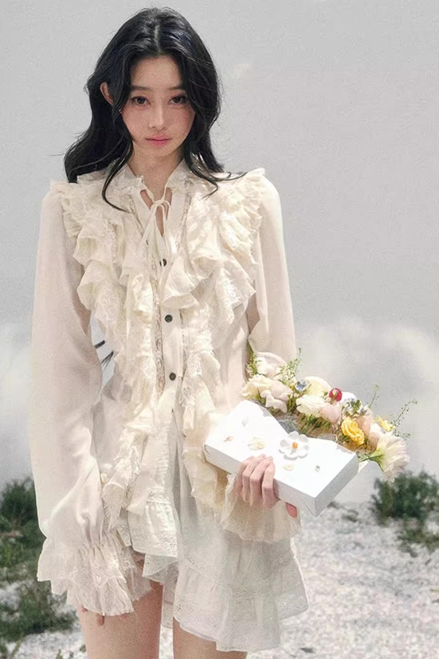 Ruffled Lace Court Top