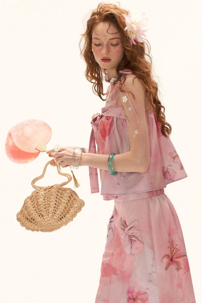 Peach Bow Tube Top Set-Up