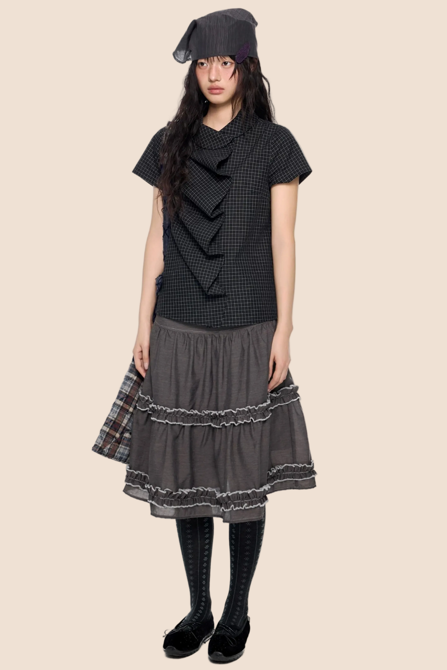 Doll Collar Plaid Blouse