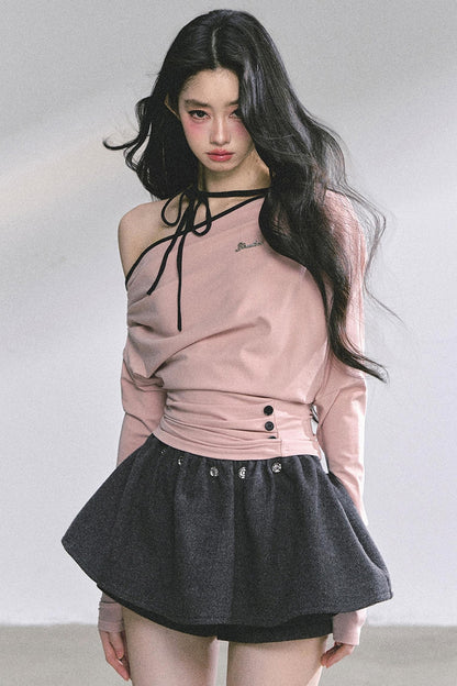 Korean Pink Halterneck Top