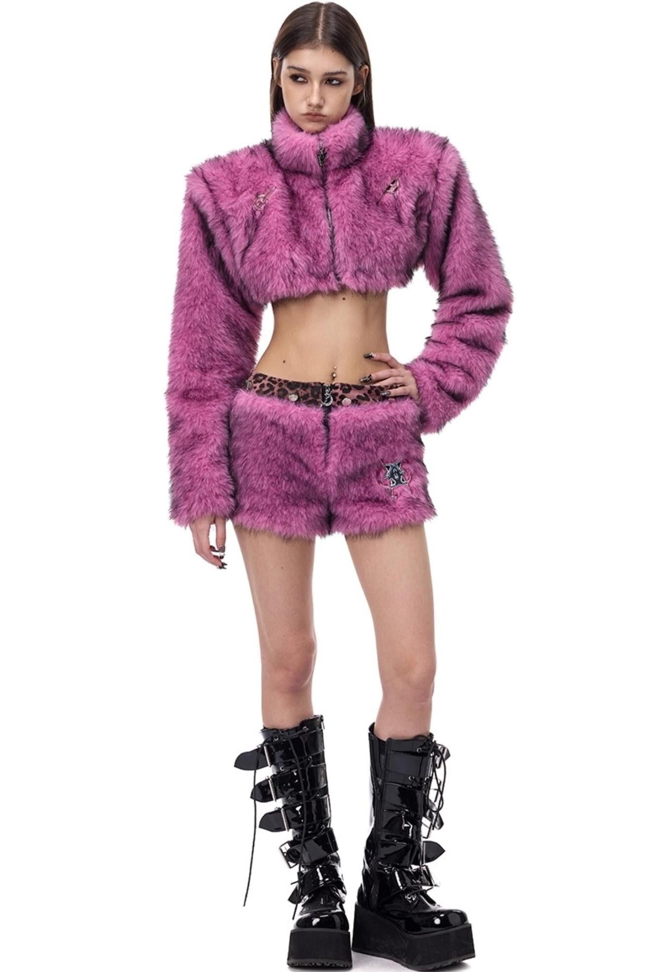 Pink Leopard Ultra-Short Skirt Pants