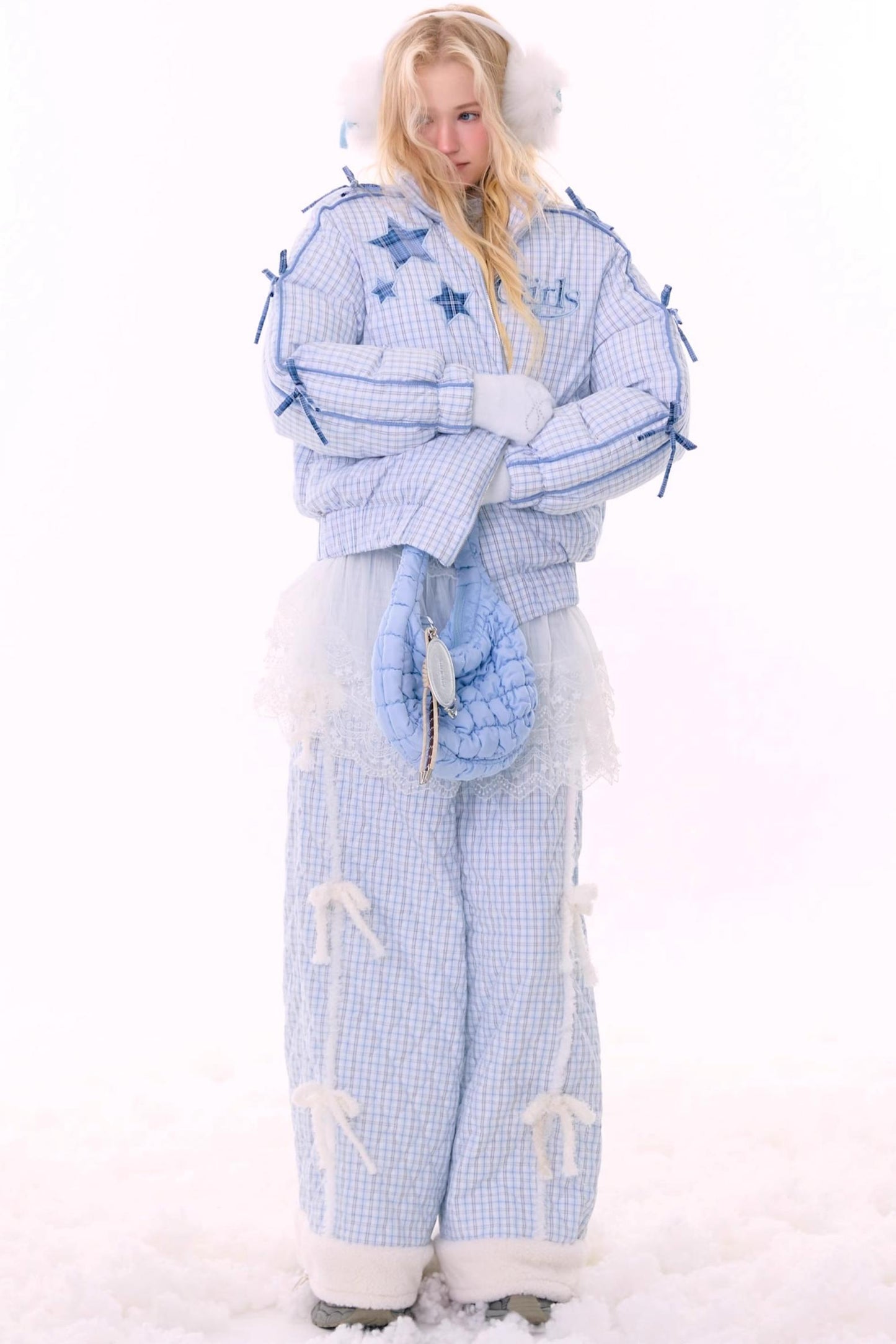 Blue Plaid Padded Jacket