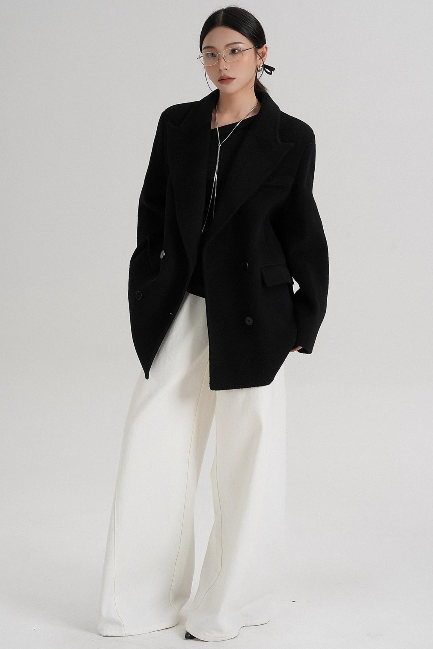 Medium-Length Temperament Wool Coat