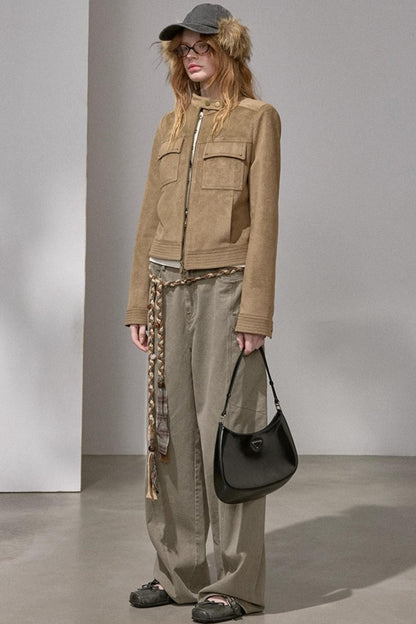 Suede Tailored Short Jacket