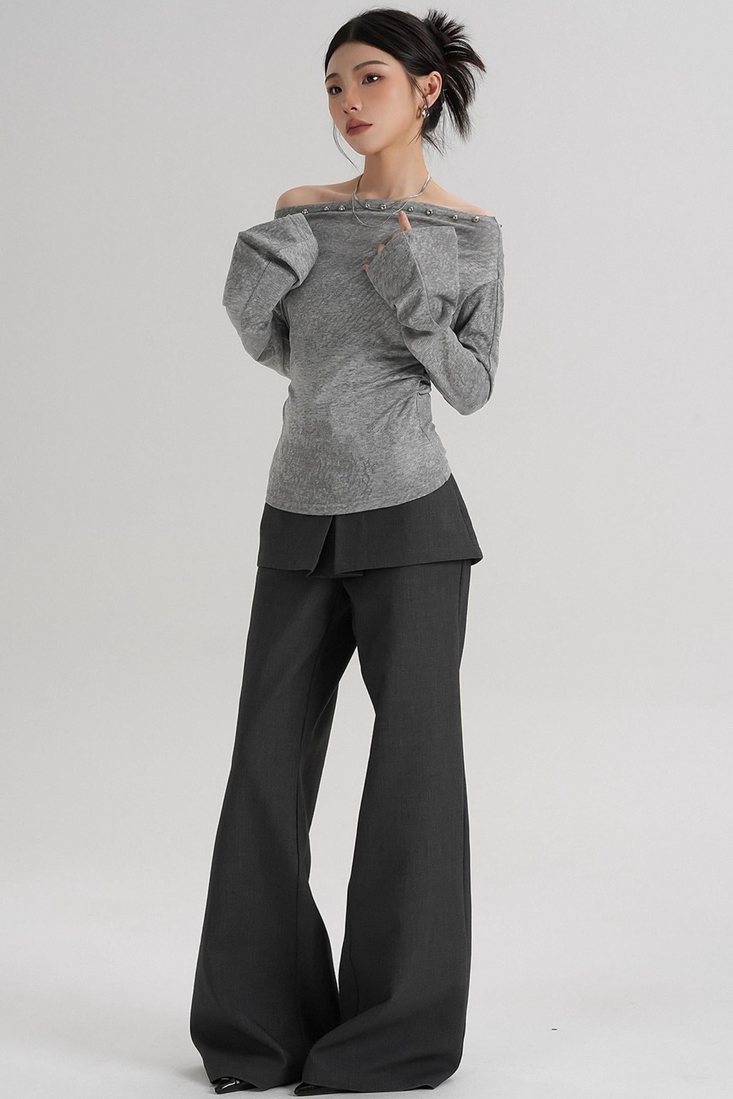 Niche Rivet Long-Sleeved T-Shirt