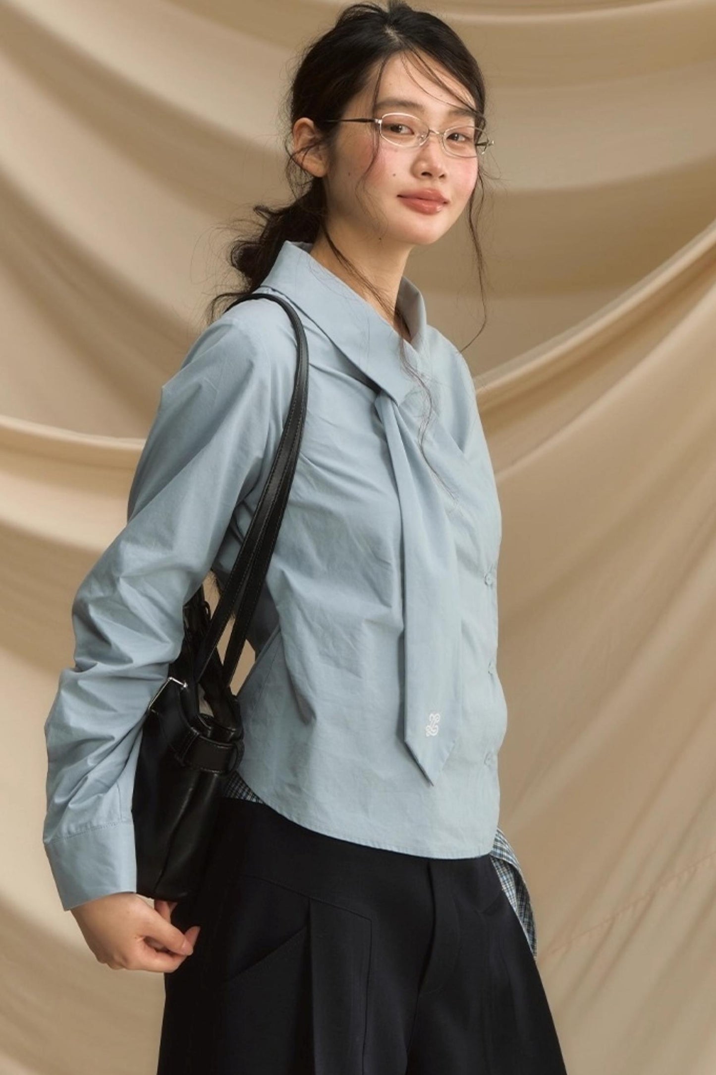 Relaxed Diagonal Plaid Shirt