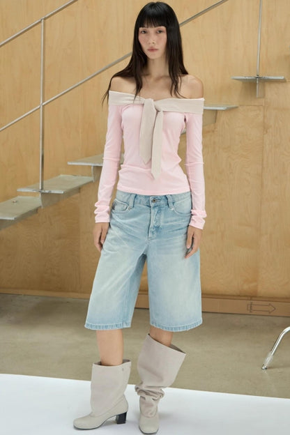 One-shoulder Striped Top