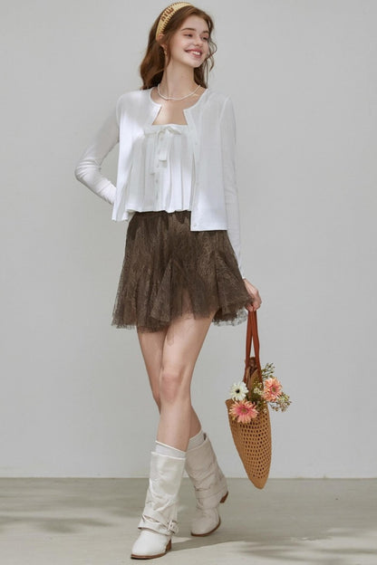 Cropped Cardigan Camisole Knit Set-Up