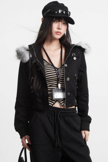 Retro Light Green Hooded Jacket