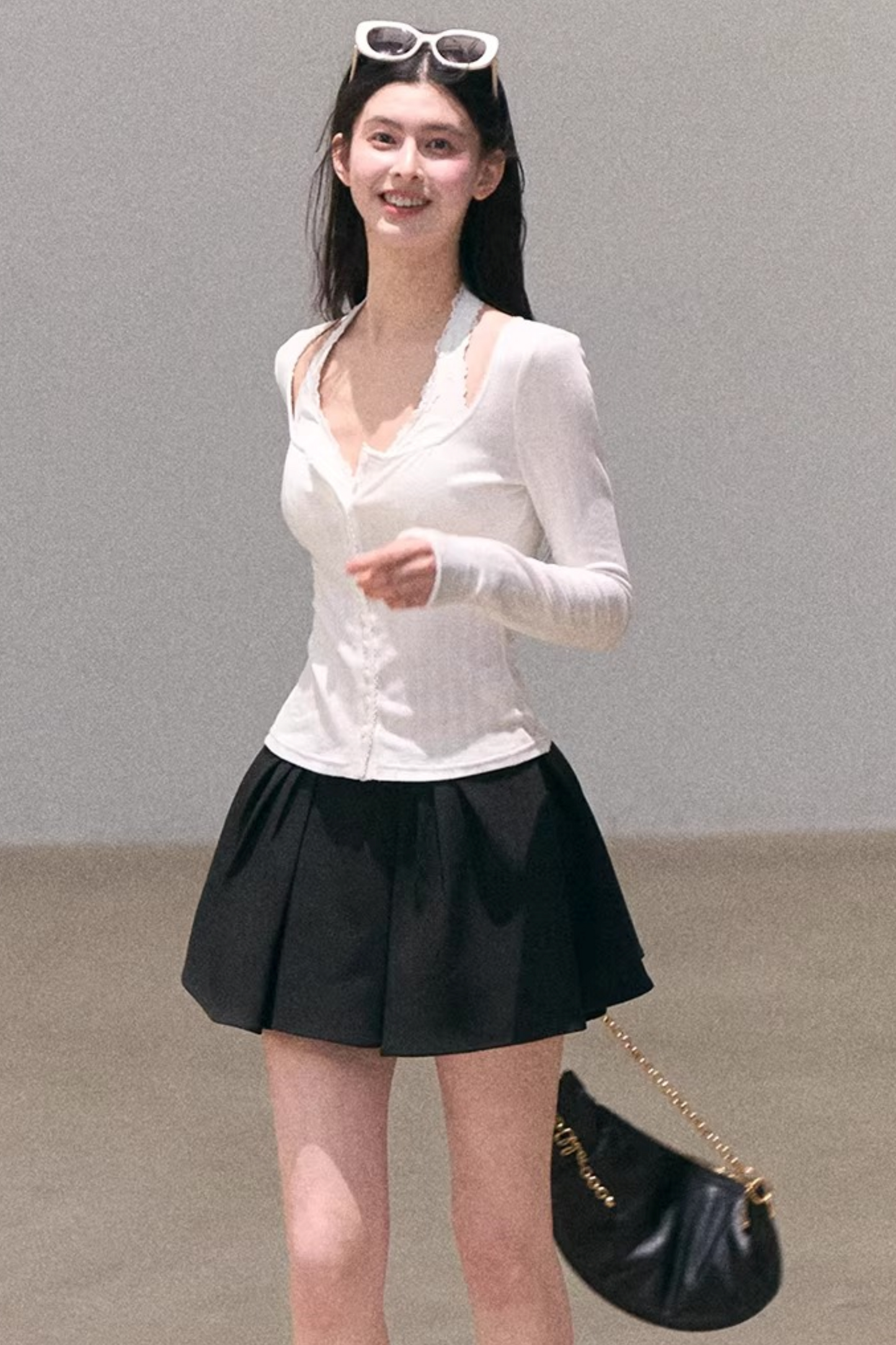 Hollow-Out Ribbed Knit Cardigan