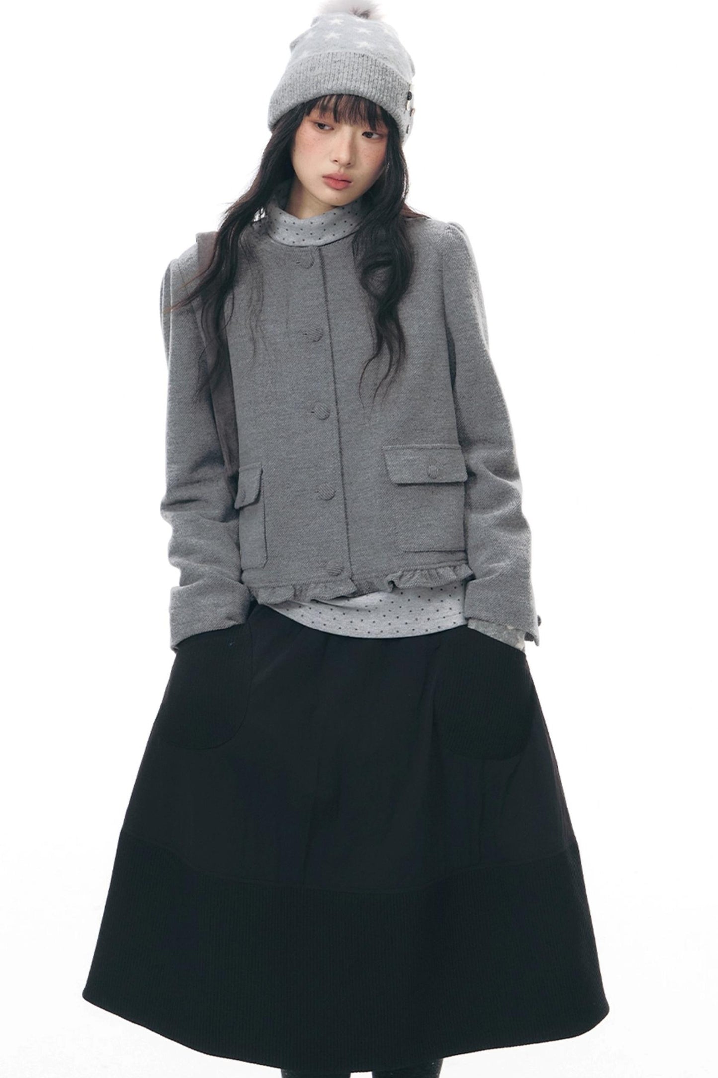 Textured Quilted A-Line Skirt