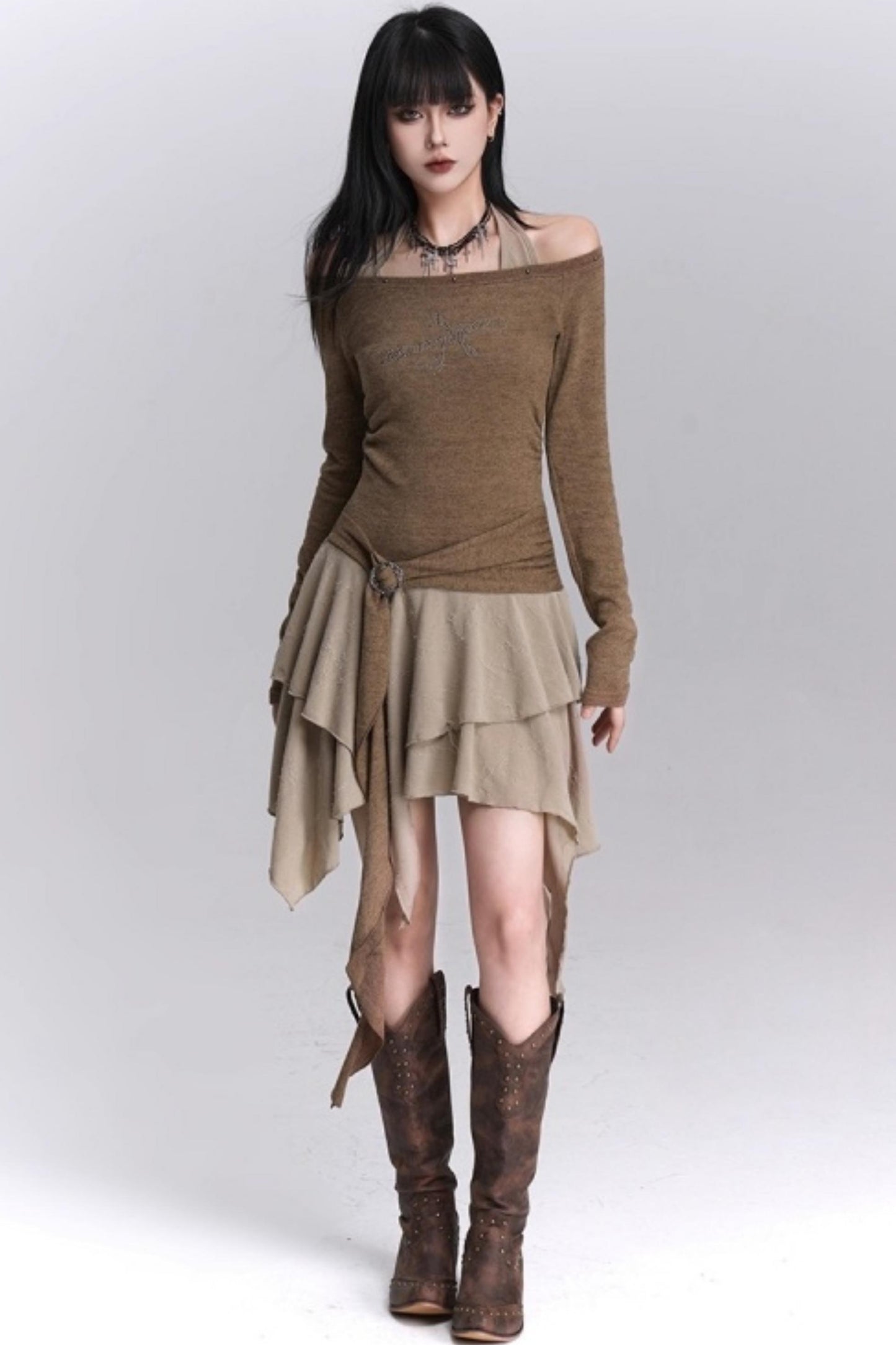 Halter Neck Off-Shoulder Dress