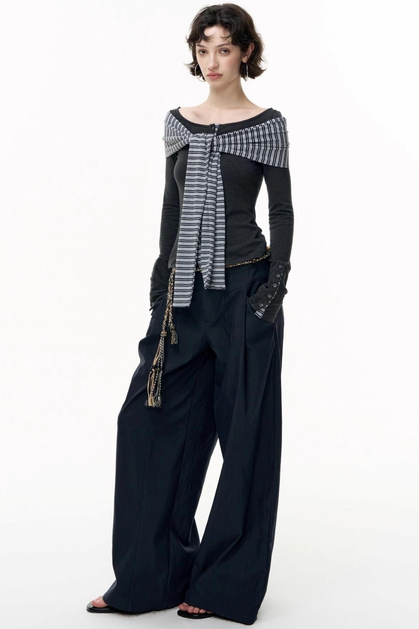 Off-the-Shoulder Striped Tops