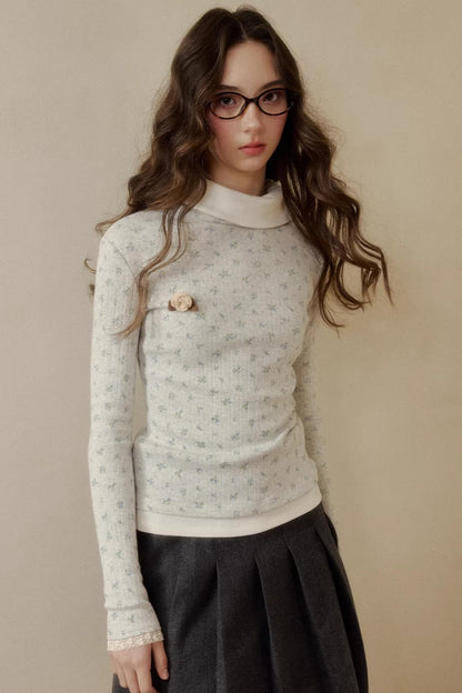 Floral Knit Long-Sleeve Top