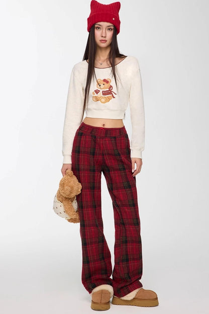 Red Winter Casual Pants