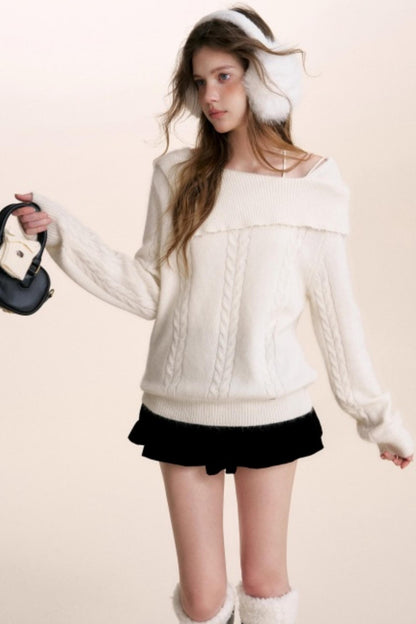 Velvet Pearl One-Shoulder Sweater