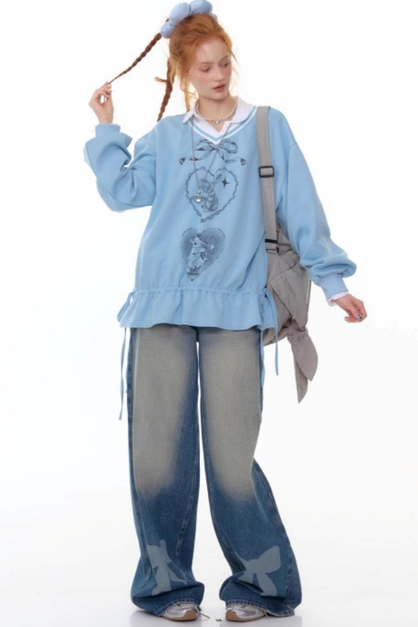 Retro Rabbit V-Neck Sweatshirt