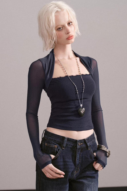 Lace Mesh Waist-Cinching Vest