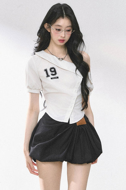 Pink Off Shoulder Stripe T-Shirt