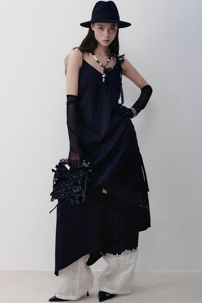 Flowing Tencel Embroidered Striped Straight-leg Pants