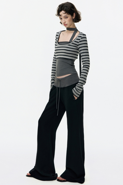 Color-Blocked Flared Pants