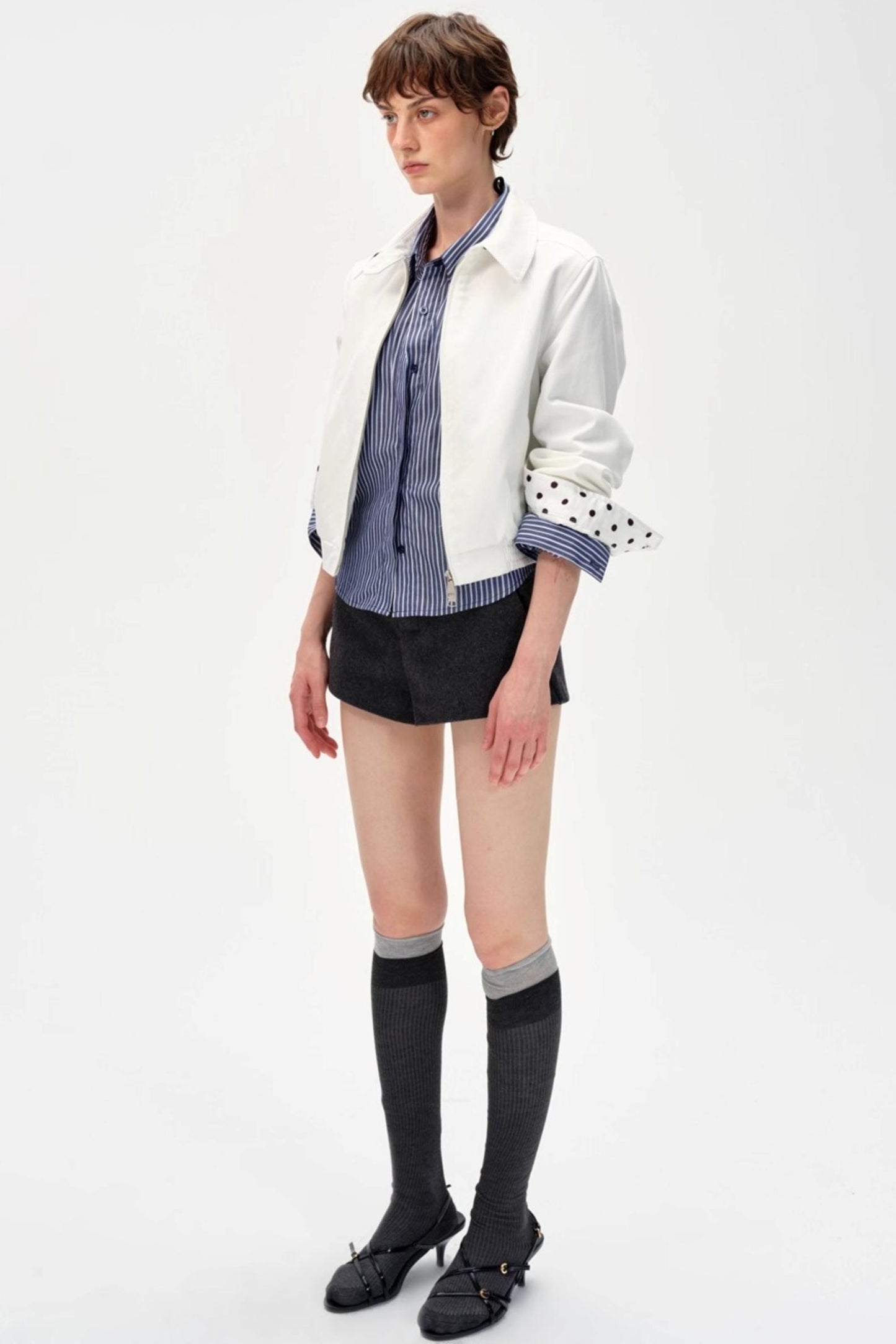 Vintage Contrast Polka Dot Jacket