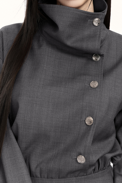 레트로 플리츠 트렌치 드레스