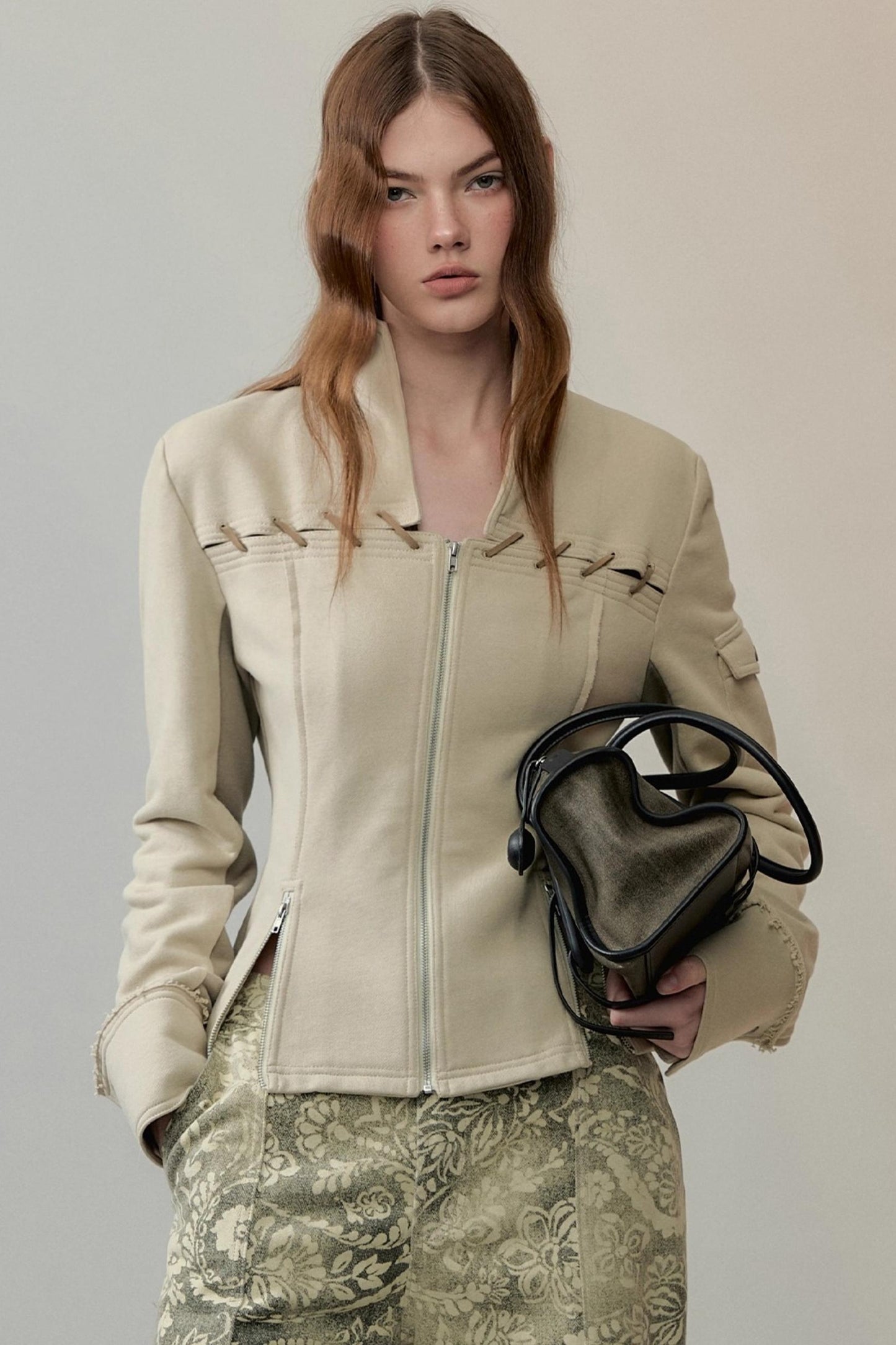 Two-Tone Velvet Suede Sweatshirt