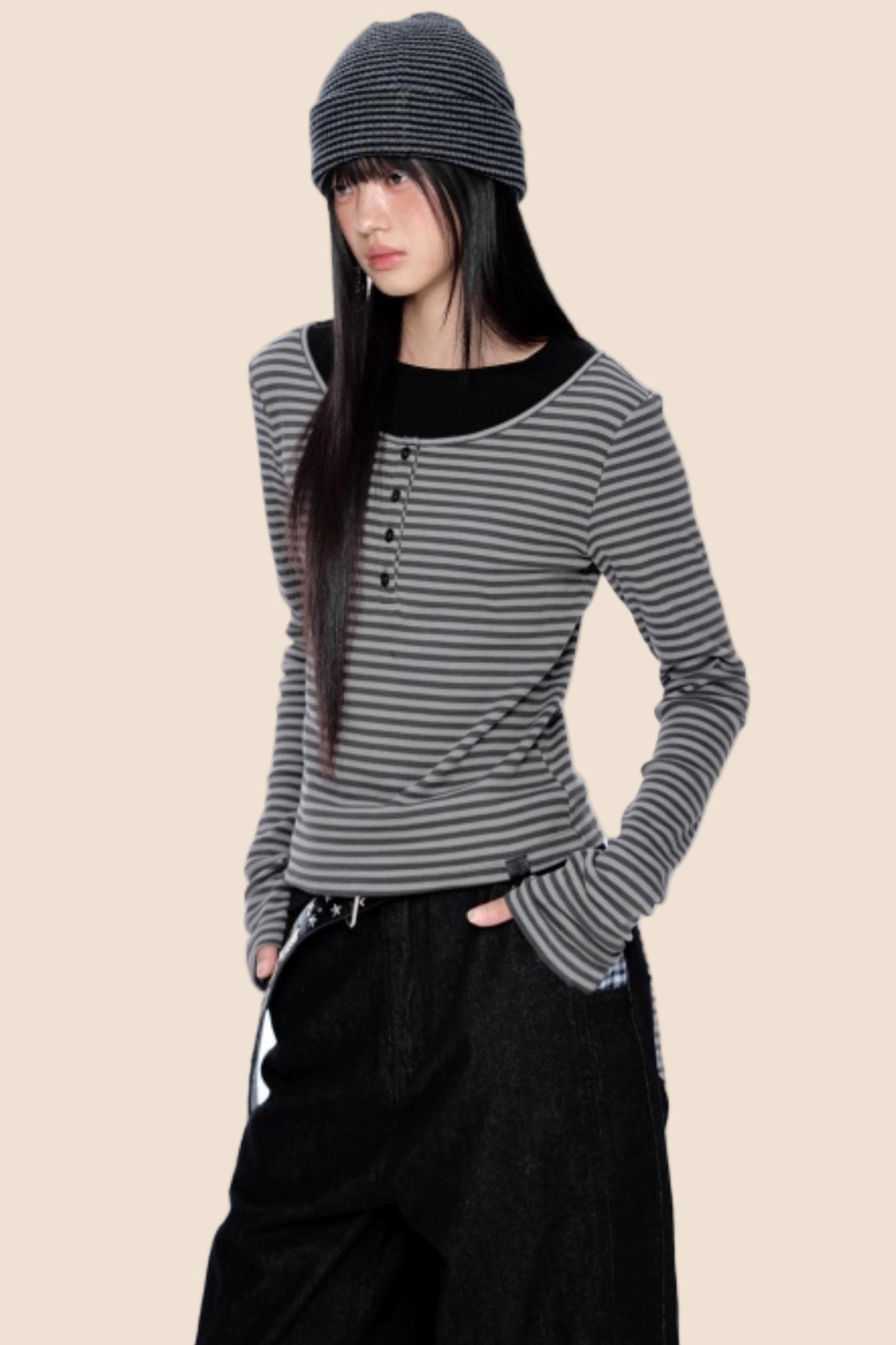 Striped Patchwork Knitted Top