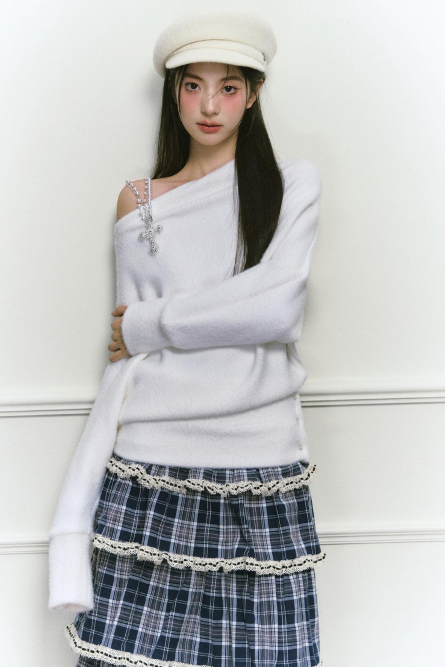 White Foaminck Slouch Sweater