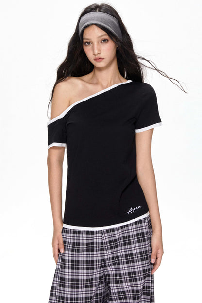 Summer Color-Block Strapless T-Shirt