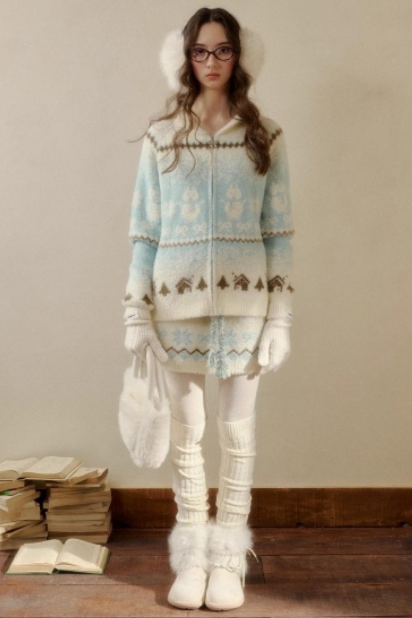 Fair Isle Mink Sweater Skirt Set-Up