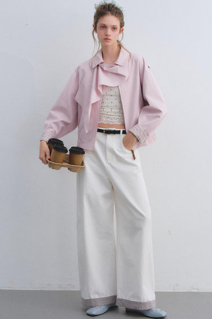 Plaid Patchwork High-Waisted Pants