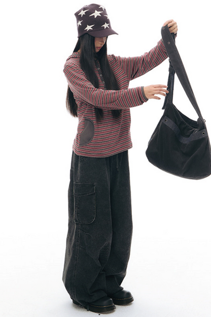 Striped Hooded Color-Block Top