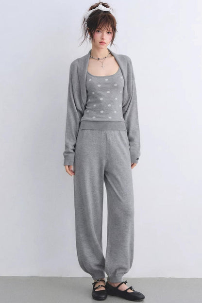 Lyocell Polka Dot Cardigan Set-Up
